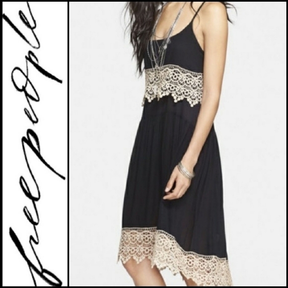 NEW! FREE PEOPLE Intimately Bohohemian Festival Lace Panel Dress High Low Hem S. - Picture 1 of 9